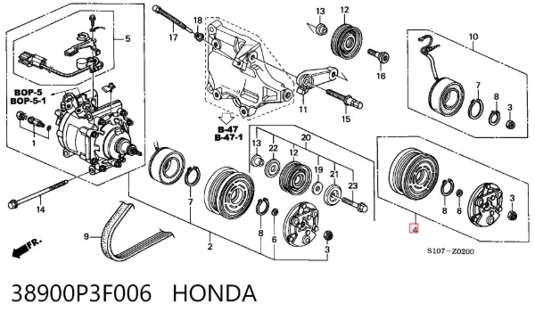 Acoplamento (bobina magnética) do compressor de aparelho de ar condicionado Honda HR-V GH