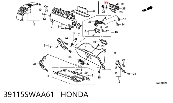  39115SWAA61 Honda