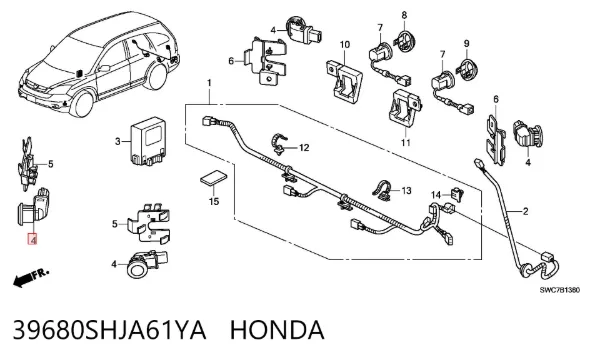 Sensor dianteiro de sinalização de estacionamento (sensor de estacionamento) 39680SHJA61YA Honda