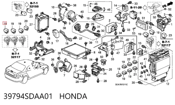 Relê de bomba de gasolina elétrica 39794SDAA01 Honda