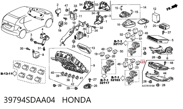 Relê de bomba de gasolina elétrica 39794SDAA04 Honda
