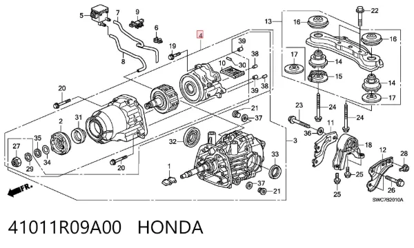 Haste do eixo traseiro 41011R09A00 Honda