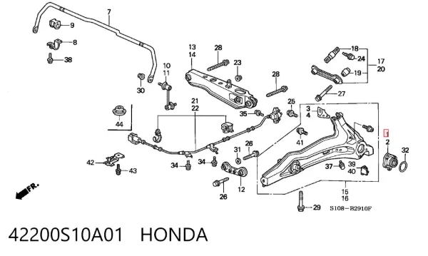 Rolamento de cubo traseiro 42200S10A01 Honda