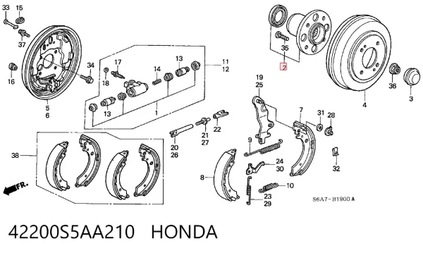 Cubo traseiro 42200S5AA210 Honda