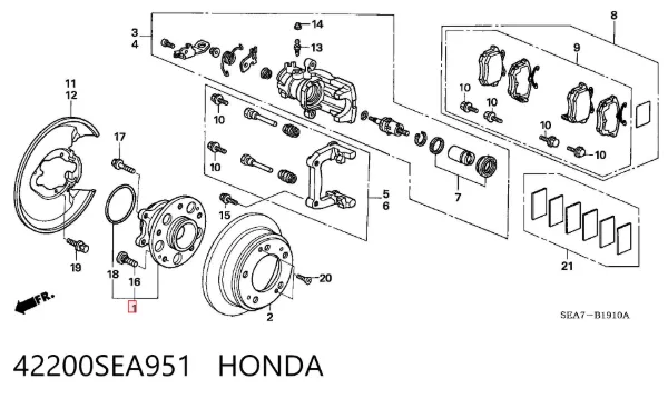 Cubo traseiro 42200SEA951 Honda