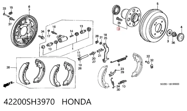 Cubo traseiro 42200SH3970 Honda