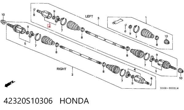 Junta homocinética interna traseira 42320S10306 Honda