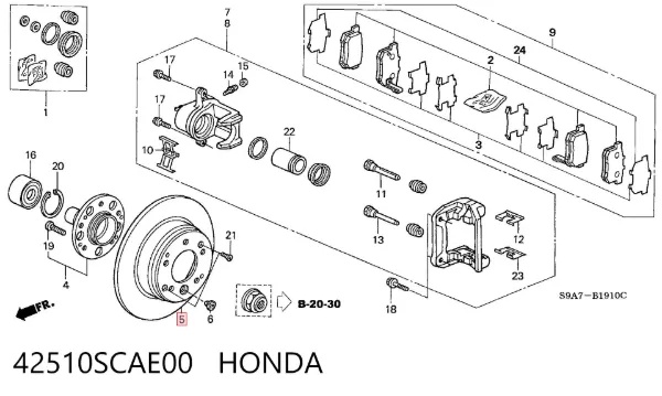 Disco do freio traseiro 42510SCAE00 Honda