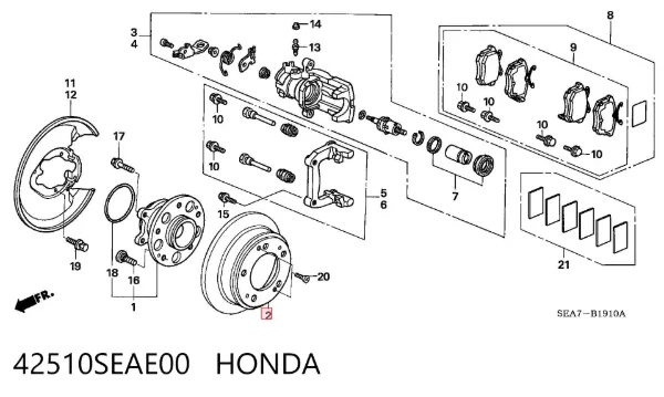 Disco do freio traseiro 42510SEAE00 Honda