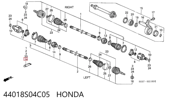 Bota de proteção externa de junta homocinética do semieixo dianteiro 44018S04C05 Honda