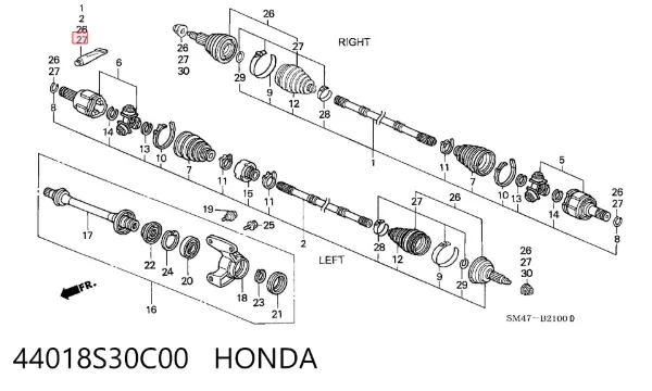 Bota de proteção externa de junta homocinética do semieixo dianteiro 44018S30C00 Honda