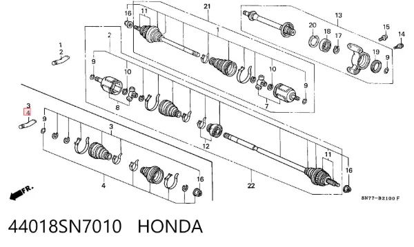 Bota de proteção externa de junta homocinética do semieixo dianteiro 44018SN7010 Honda