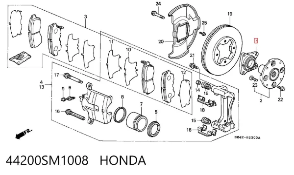 Rolamento de cubo dianteiro 44200SM1008 Honda