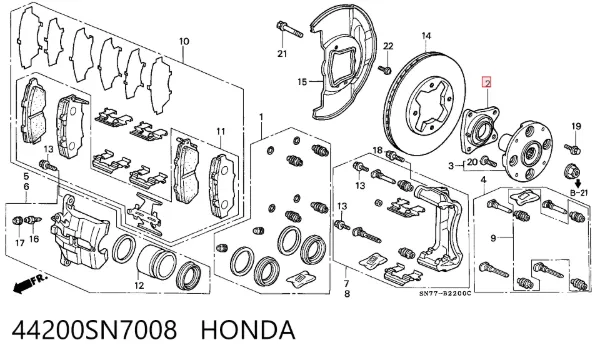 Rolamento de cubo dianteiro 44200SN7008 Honda