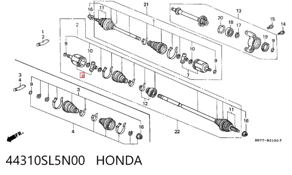 Junta homocinética interna dianteira esquerda 44310SL5N00 Honda