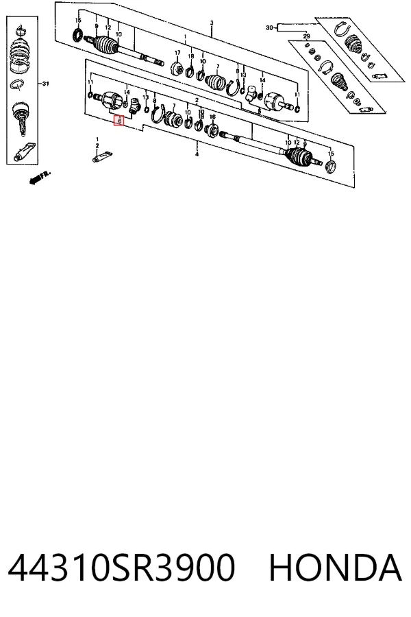 Junta homocinética interna dianteira esquerda 44310SR3900 Honda