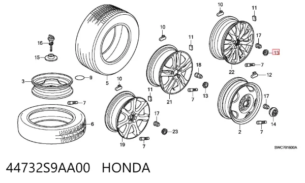 Coberta de disco de roda 44732S9AA00 Honda