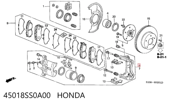 Suporte do freio dianteiro direito 45018SS0A00 Honda