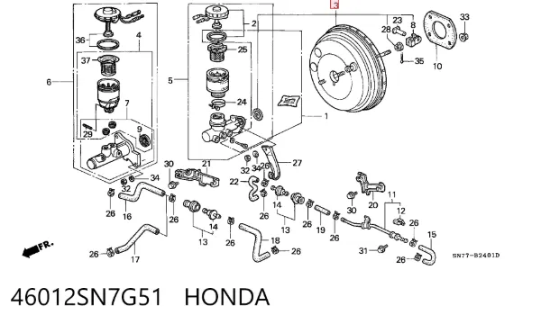 Reforçador dos freios a vácuo 46012SN7G51 Honda