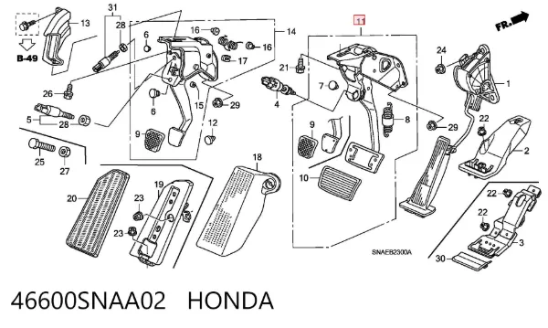 Pedal do freio 46600SNAA02 Honda