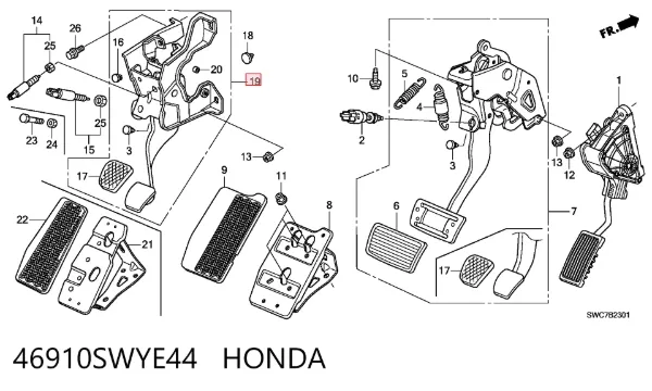 Pedal de embraiagem 46910SWYE44 Honda