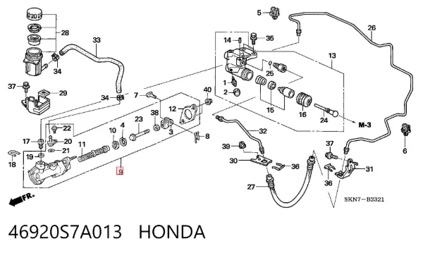 Cilindro mestre de embraiagem 46920S7A013 Honda