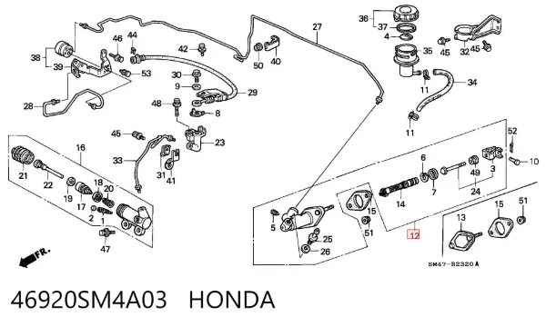 Cilindro mestre de embraiagem 46920SM4A03 Honda
