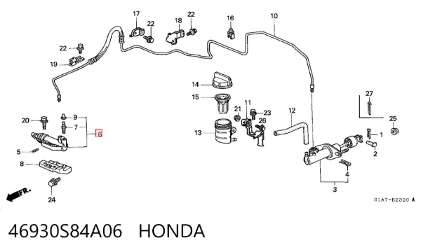 Cilindro de trabalho de embraiagem 46930S84A06 Honda