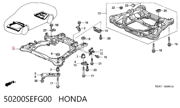 Viga de suspensão dianteira (plataforma veicular) Honda Accord VII