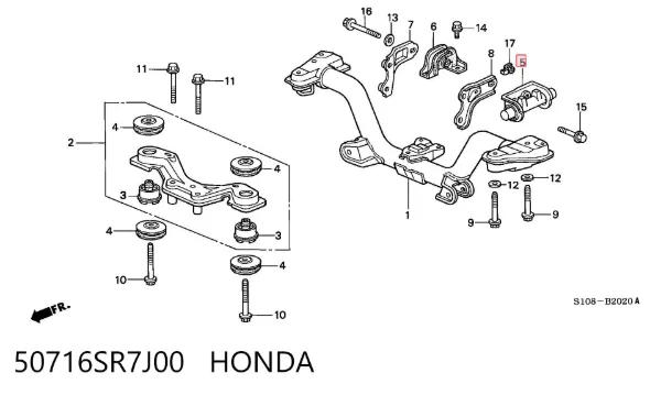 Amortecedor de oscilações dinâmicas de redutor traseiro 50716SR7J00 Honda