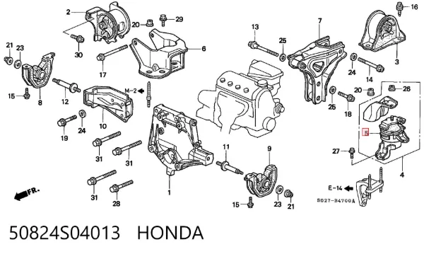 Coxim (suporte) esquerdo de motor 50824S04013 Honda