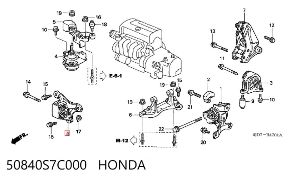 Coxim (suporte) dianteiro de motor 50840S7C000 Honda