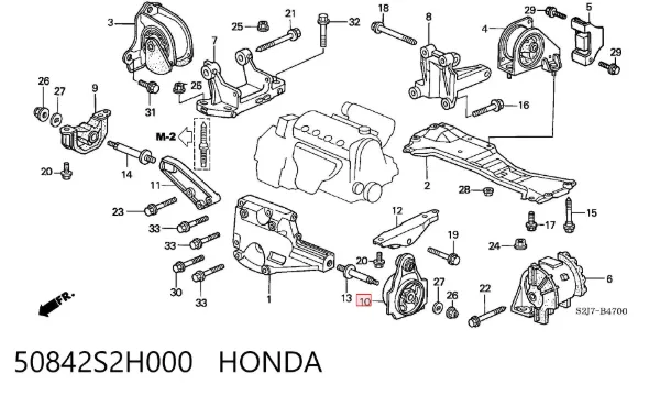 Coxim (suporte) esquerdo dianteiro de motor 50842S2H000 Honda