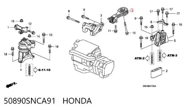 Coxim (suporte) traseiro de motor 50890SNCA91 Honda