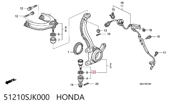 Suporte de esfera inferior 51210SJK000 Honda