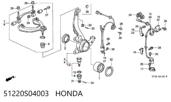 Suporte de esfera inferior 51220S04003 Honda
