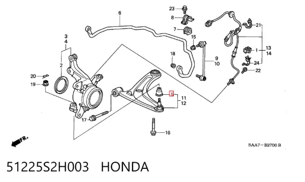 Bota de proteção de suporte esférico inferior 51225S2H003 Honda