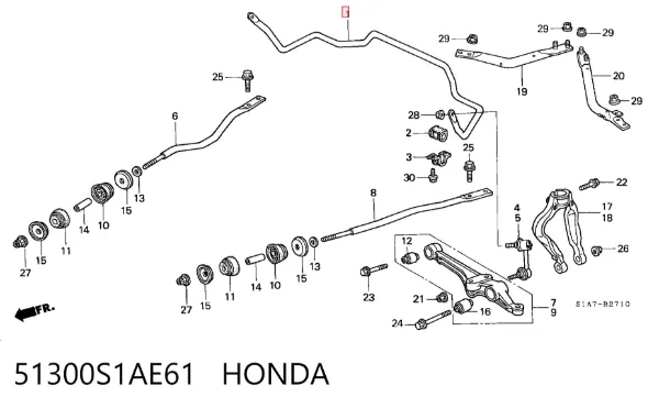 Estabilizador dianteiro 51300S1AE61 Honda