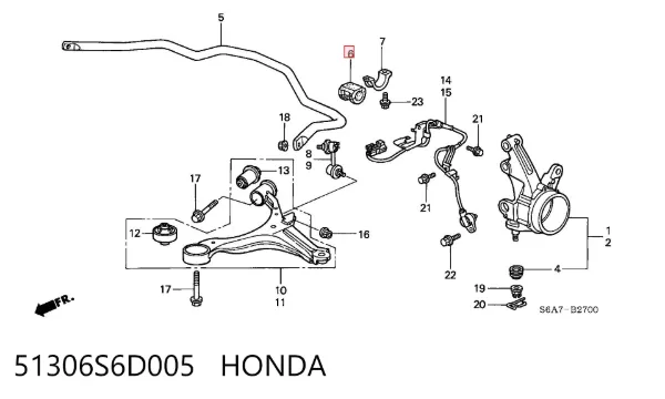 Bucha de estabilizador dianteiro 51306S6D005 Honda