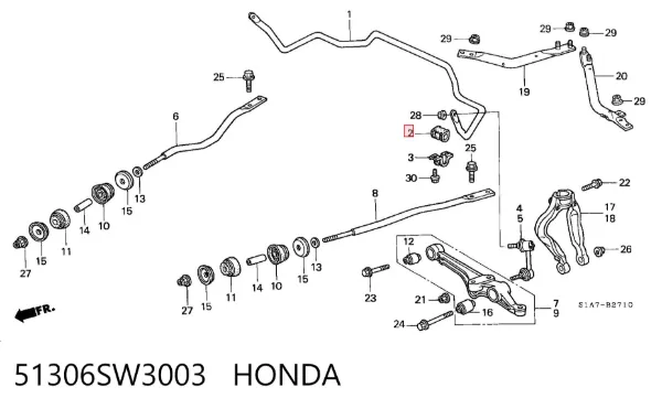 Bucha de estabilizador dianteiro 51306SW3003 Honda