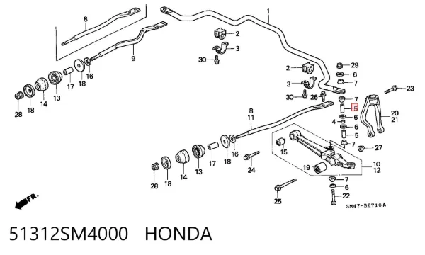 Montante de estabilizador dianteiro 51312SM4000 Honda