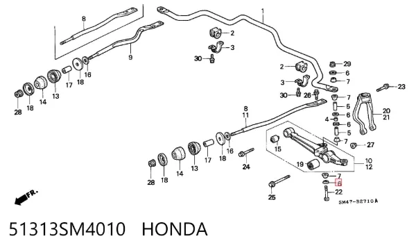 Montante de estabilizador dianteiro 51313SM4010 Honda