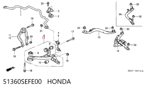 Braço oscilante inferior esquerdo de suspensão dianteira 51360SEFE00 Honda