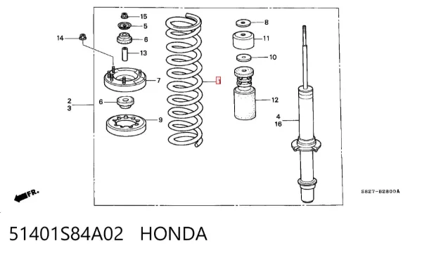Mola dianteira 51401S84A02 Honda