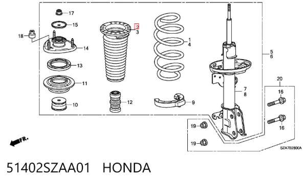 Bota de proteção de amortecedor dianteiro 51402SZAA01 Honda