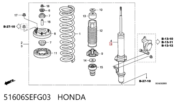 Amortecedor dianteiro 51606SEFG03 Honda