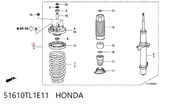Amortecedor dianteiro direito 51610TL1E11 Honda