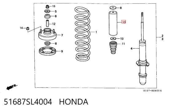 Bota de proteção de amortecedor dianteiro 51687SL4004 Honda