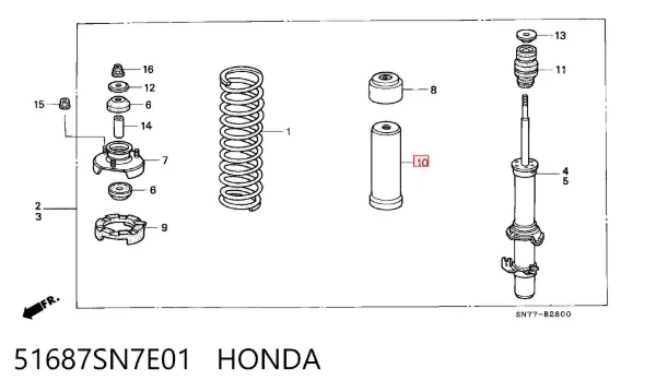 Bota de proteção de amortecedor traseiro 51687SN7E01 Honda