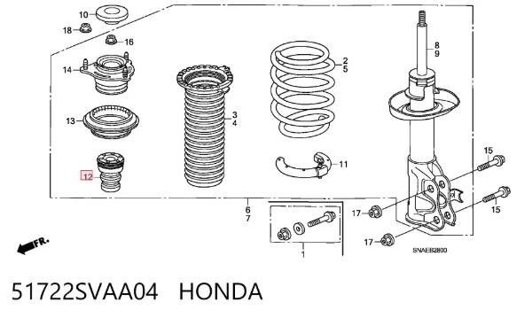 Pára-choque (grade de proteção) de amortecedor dianteiro 51722SVAA04 Honda